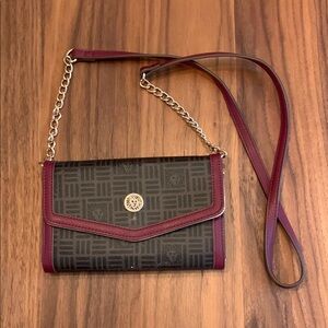 Anne Klein Elegant Burgundy and Brown Crossbody Bag